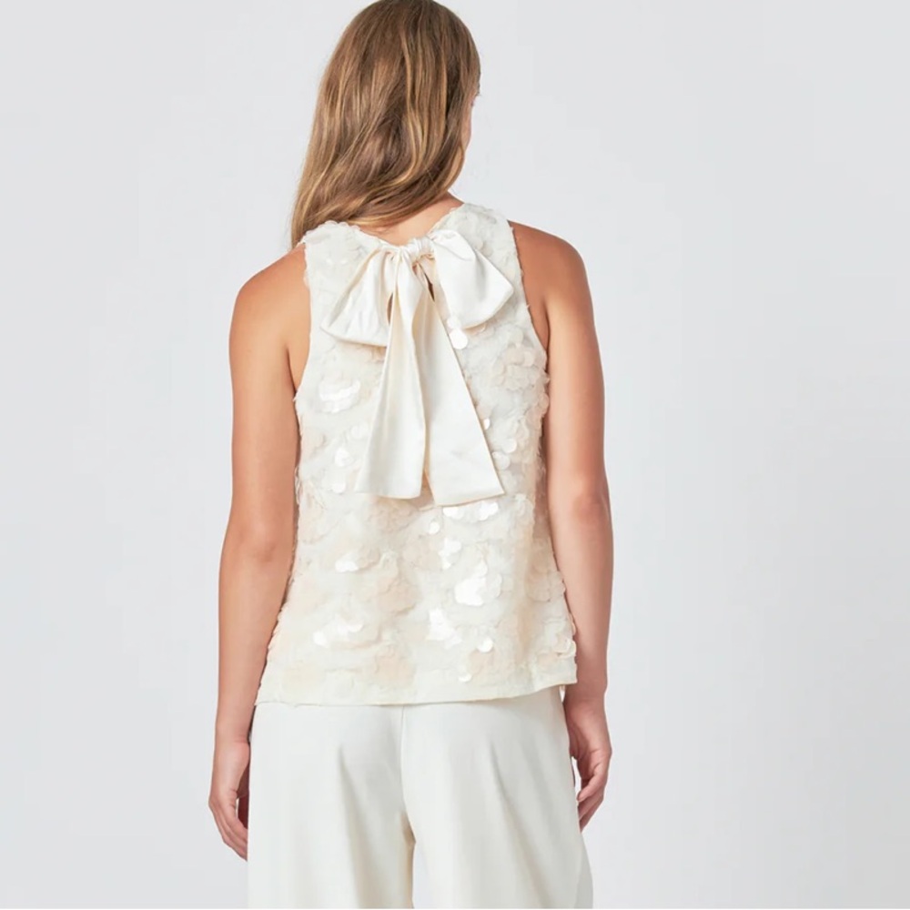 NWD ANTHROPOLOGIE ENDLESS ROSE SCALLOP SEQUIN TOP SIZE XS Z537 - Picture 5 of 11